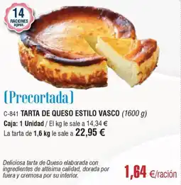 Abordo Tarta de Queso Estilo Vasco oferta