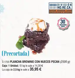 Abordo División Ho.re.ca. plancha brownie con nueces pecan oferta