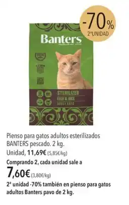 El Corte Inglés Banters pienso para gatos adultos esterilizados pescado oferta