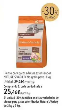 El Corte Inglés Nature's Variety piensos para gatos adultos esterilizados oferta