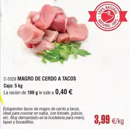 Abordo Magro de cerdo a tacos oferta