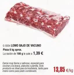 Abordo lomo bajo de vacuno oferta