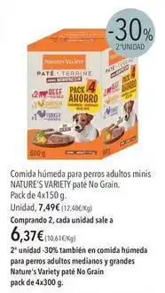 El Corte Inglés Nature's variety - comida húmeda para perros adultos minis paté no grain oferta