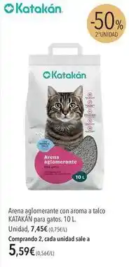 El Corte Inglés Katakán - arena aglomerante con aroma a talco para gatos oferta