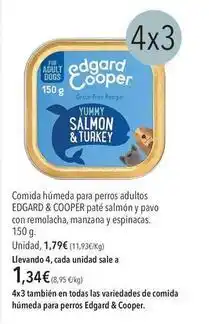 El Corte Inglés Comida húmeda para perros adultos paté salmón y pavo con remolacha, manzana y espinacas oferta