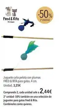 El Corte Inglés Rita - juguete caña pelota con plumas para gatos oferta