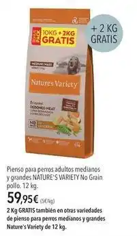 El Corte Inglés Nature's variety - pienso para perros adultos medianos y grandes nature oferta