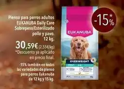 El Corte Inglés Eukanuba - pienso para perros adultos daily care sobrepeso/esterilzado pollo y pavo oferta