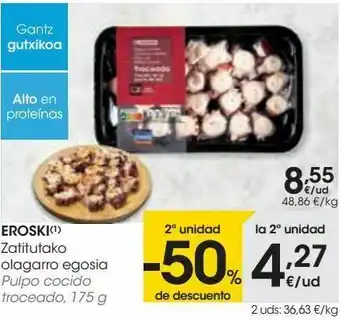 Eroski Eroski pulpo cocido troceado, 175 g oferta