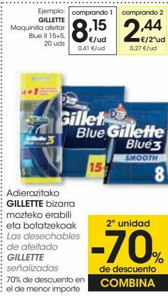 Eroski Gillette maquinilla afeitar blue ii oferta