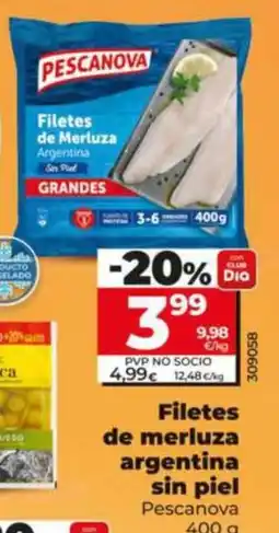 Dia Supermercados Pescanova filetes de merluza argentina sin piel oferta