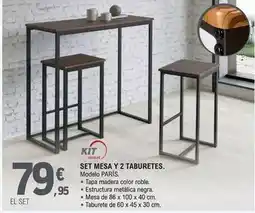 E.Leclerc Kit closet - set mesa y 2 taburetes oferta