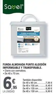 E.Leclerc Savel - funda almohada punto algodon impermeable y transpirable oferta