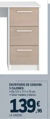 E.Leclerc Escritorio de esquina 3 cajones oferta