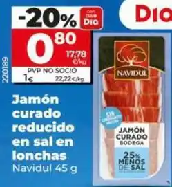 Dia Navidul - jamón curado reducido en sal en lonchas oferta