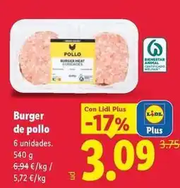 Lidl Burger de pollo oferta