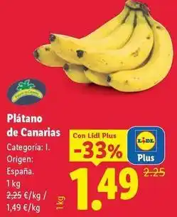 Lidl Plátano de canarias oferta