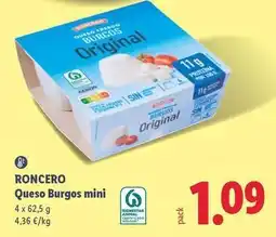 Lidl Roncero - queso burgos mini oferta