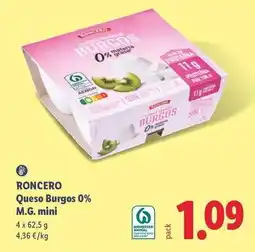 Lidl Roncero - queso burgos 0% m.g. mini oferta