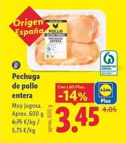 Lidl Pechuga de pollo entera oferta
