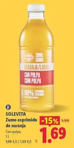 Lidl Solevita - zumo exprimido de naranja oferta