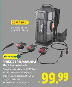 Lidl Parkside - performance mochila con bateria oferta