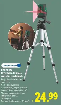 Lidl Parkside - nivel láser de líneas cruzadas con trípode oferta