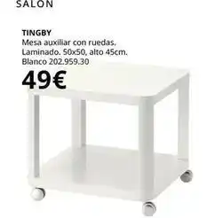 IKEA Blanco - mesa auxiliar con ruedas. laminado. 50x50, alto 45cm oferta