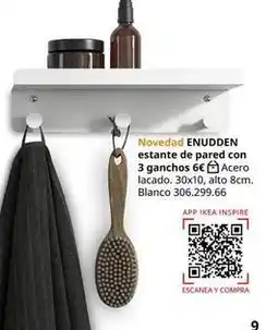 IKEA Enudden - estante de pared con 3 ganchos 6€ oferta