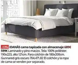 IKEA Idnaas cama tapizada con almacenaje oferta