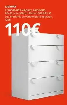 IKEA Blanco - lastare comoda de 4 cajones, laminado, 80x42, alto 100cm, 605,993 50 oferta