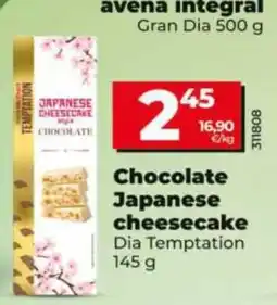 Dia Supermercados Dia Temptation chocolate japanese cheesecake oferta