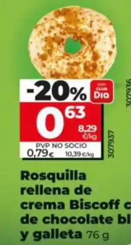 Dia Supermercados Rosquilla rellena de crema Biscoff de chocolate y galleta oferta