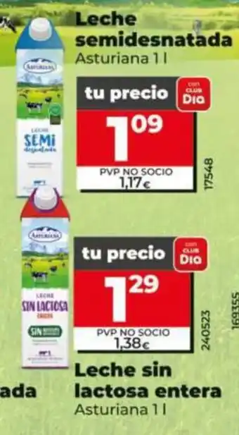 Dia Supermercados Asturiana leche semidesnatada oferta