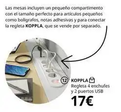 IKEA Perfecto - regleta 4 enchufes y 2 puertos usb oferta