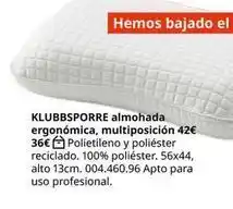 IKEA Klubbsporre almohada ergonomica, multiposición oferta