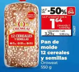 Dia Supermercados Oroweat pan de molde 12 cereales y semillas oferta