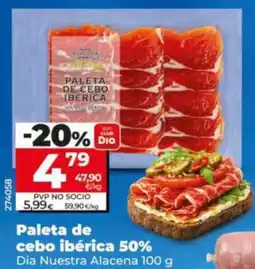 Dia Supermercados Dia Nuestra Alacena paleta de cebó ibérica 50% oferta