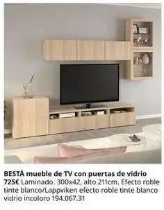 IKEA Blanco - mueble de tv con puertas de vidrio oferta