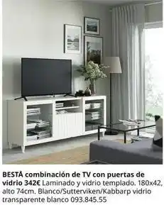IKEA Blanco - bestà combinación de tv con puertas de vidrio oferta
