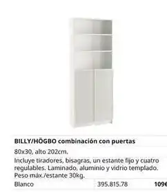 IKEA Blanco - billy/hogbo combinación con puertas oferta