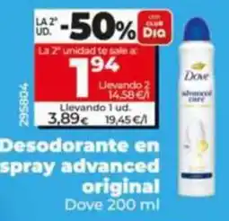 Dia Supermercados Dove desodorante en spray advanced original oferta