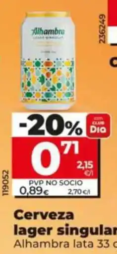 Dia Supermercados Alhambra lager singular oferta