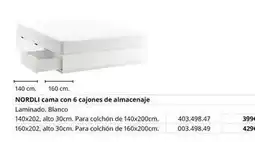 IKEA Blanco - nordli cama con 6 cajones de almacenaje oferta