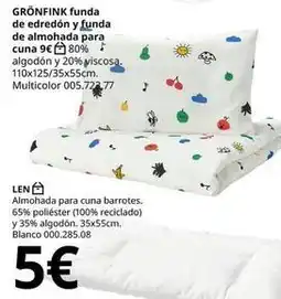 IKEA Blanco - gronfnk funda de edredon y funda de almohada para cuna oferta