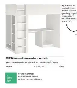 IKEA Blanco - smastad cama alta con escritorio y armario oferta