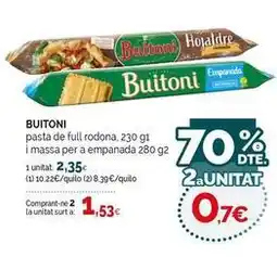 Condis Buitoni - pasta de full rodona oferta