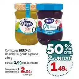 Condis Hero - confitures 0% de nabius i gerds o pruna oferta