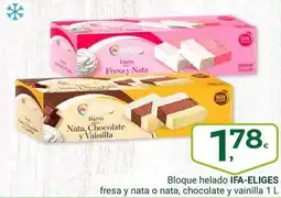 Supermercados Dani Ifa eliges - bloque helado fresa y nata, chocolate y vainilla oferta
