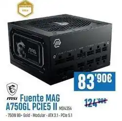 Beep Msi - fuente mag a750gl pcie5 oferta